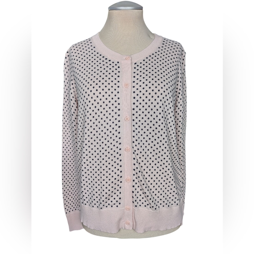 Joe Fresh Pink and Black Polka Dot Cardigan